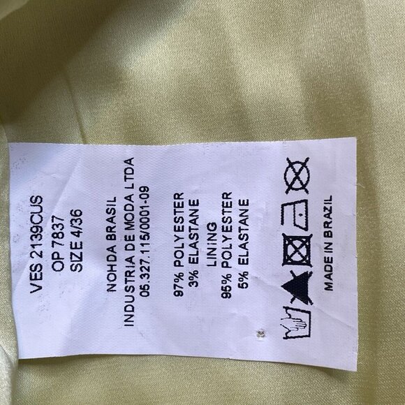 PatBo Asymmetrical Belted Floral Mini Dress Puff Sleeves Satin Yellow Size 4 - Picture 15 of 15